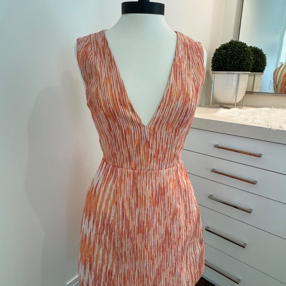 Alice + Olivia Deep Plunge Multi-color Mini Dress - Size 6 - Picture 7 of 13